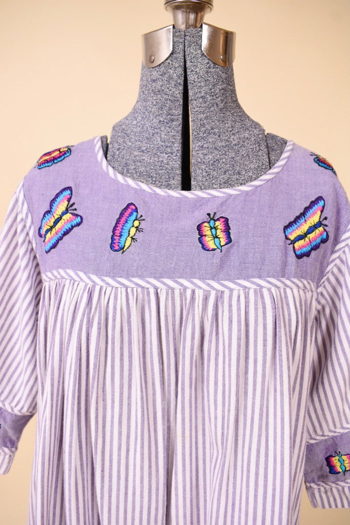 Purple Cotton Striped Butterfly Muumuu By Sante Classics, L/XL