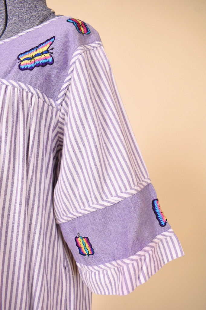 Purple Cotton Striped Butterfly Muumuu By Sante Classics, L/XL – THE VAULT COLLECTIVE & ELSWHEN ELSEWEAR