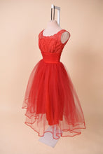 Load image into Gallery viewer, 1950s red puffy prom dress shown from the side
