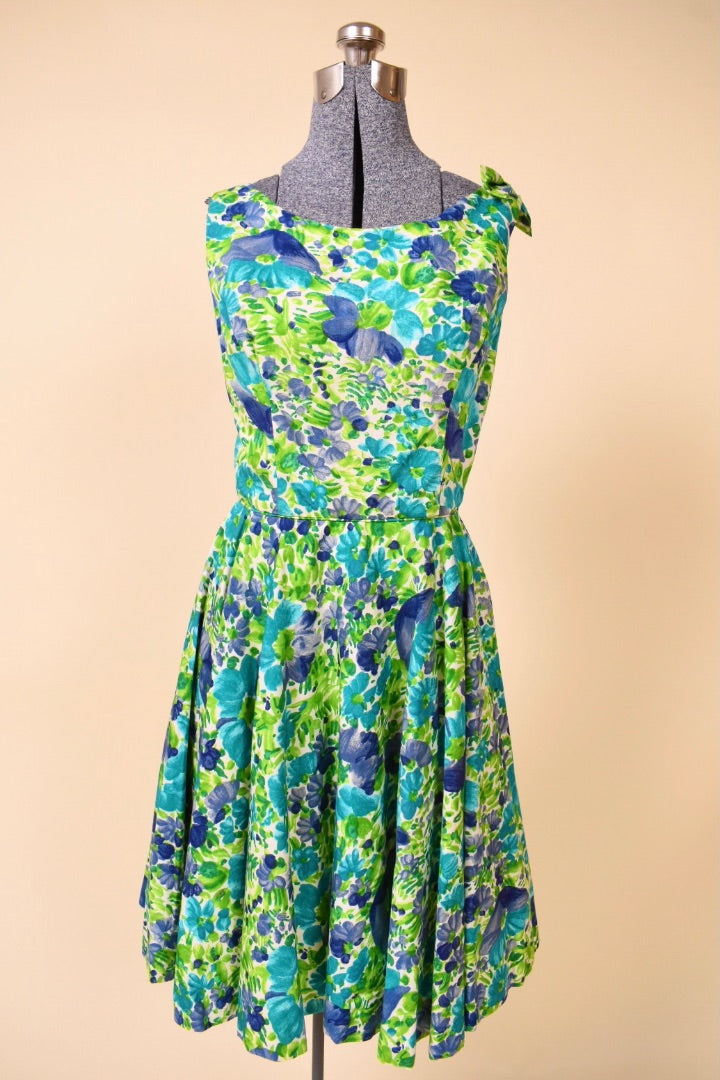Green Floral Day Dress w/ Bow By Jay Herbert from the front