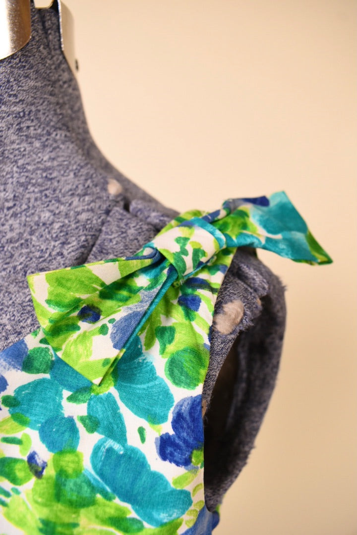 Green Floral Day Dress w/ Bow By Jay Herbert shoulder detail