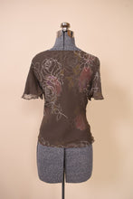 Load image into Gallery viewer, Brown Silk Bias Cut Layered Rose Print Top By Adrianna Papell, M
