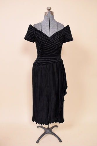 Black Pleated Marii Formal Dress By Caché, 6: Shown from Front