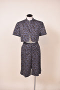 Blue 90s Animal Print 2pc Set - Short & Short Sleeve Jacket By Harve Benard, L