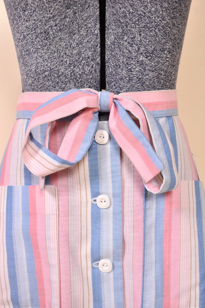 Pastel Striped Skirt w/Ruffle & Pockets, S