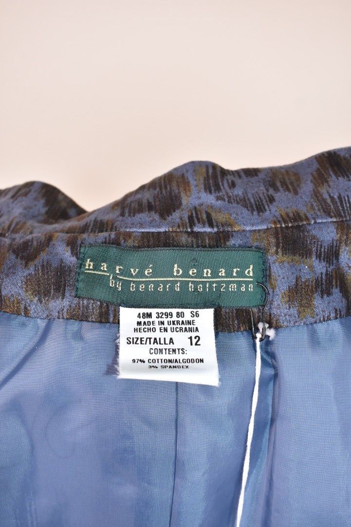Blue 90s Animal Print 2pc Set - Short & Short Sleeve Jacket By Harve Benard, L