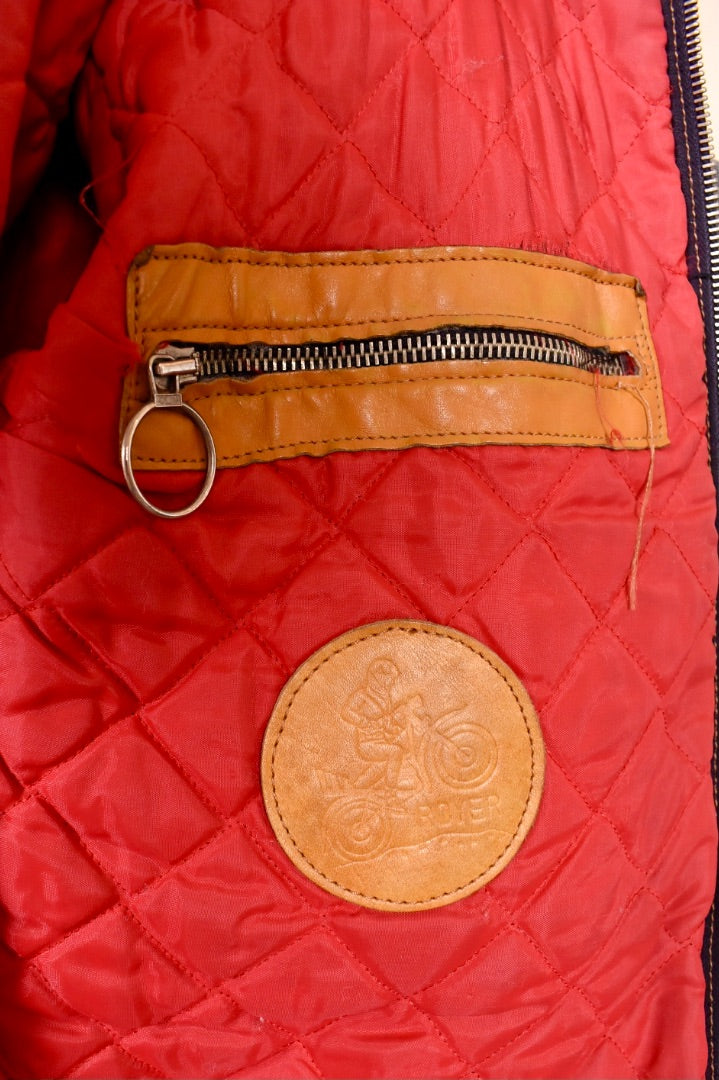Tan 60s/70s Cafe Style Leather Jacket Tag and inside pocket 