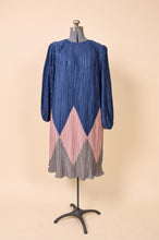 Load image into Gallery viewer, Pleated geometric 80&#39;s dress is shown from the front
