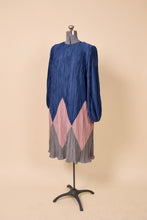Load image into Gallery viewer, Pleated geometric 80&#39;s dress is shown from the side
