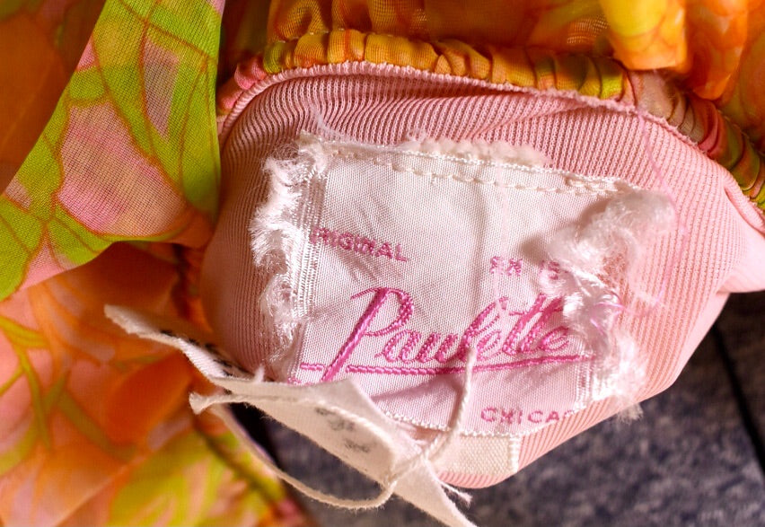 Orange Floral Vintage Bed Jacket/Robe By Paulette