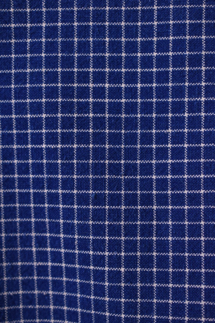 1970s Navy Blue & White Graph Pleated Front Shirt/Dress By Marimekko pattern is shown