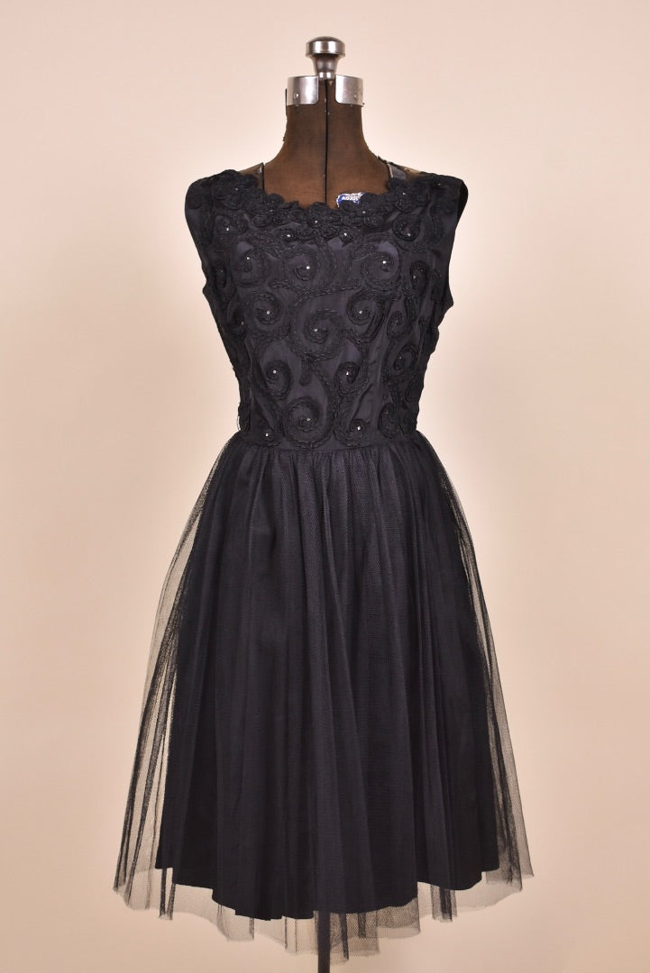 1950s black party dress shown from the front