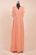 Peach 1970s Prom Queen Gown with Silver Trim, XL