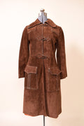 Brown Handmade Suede Leather Coat from the front