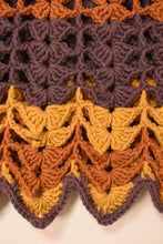 Load image into Gallery viewer, Brown, Orange, and Yellow Crochet Tie Waist Skirt : Crochet Fabric
