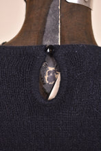 Load image into Gallery viewer, close up of button and loop keyhole closure on back neckline
