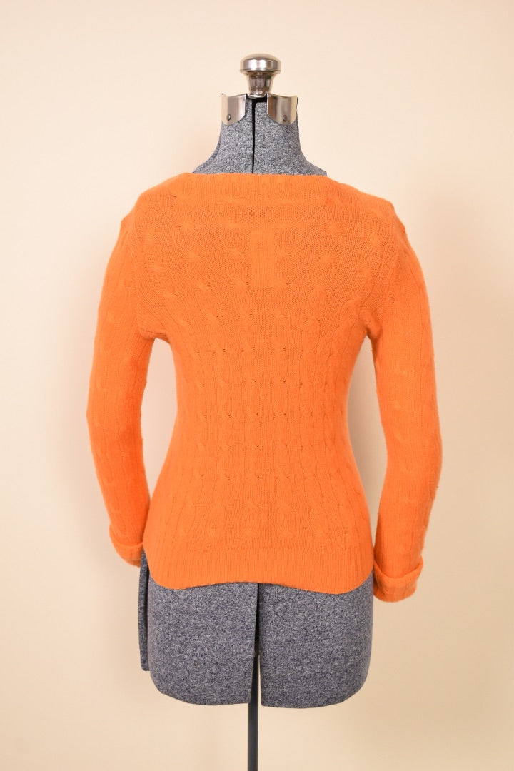 Orange Cable Cashmere Sweater By Ralph Lauren Black Label, S. From the back.
