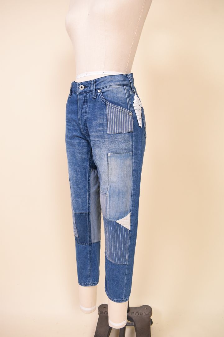 Multicolor Patchwork Denim Capris from angle