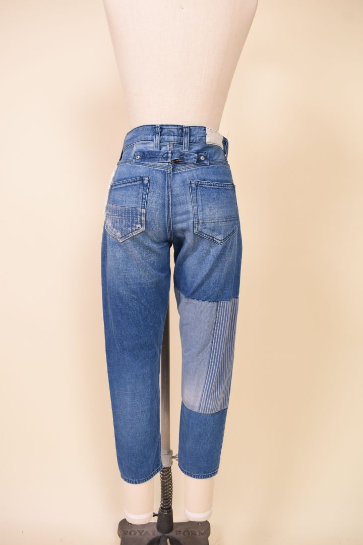 Multicolor Patchwork Denim Capris from back