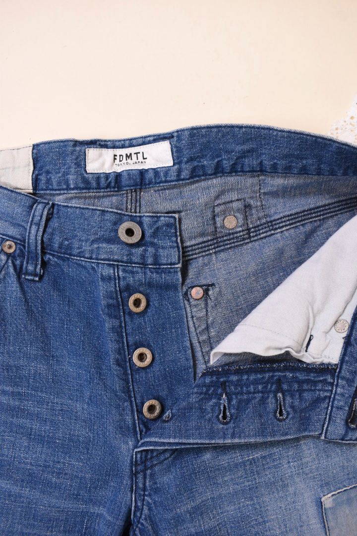 Multicolor Patchwork Denim Capris buttons