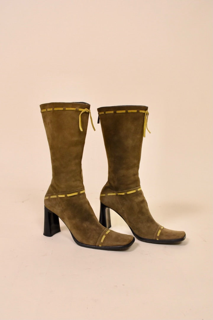 Suede Zip Up Heeled Boots By Claudia Ciuti