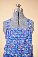 Load image into Gallery viewer, Blue LL Bean jumper is shown closeup. This jumper has metal buttons at the shoulder straps.
