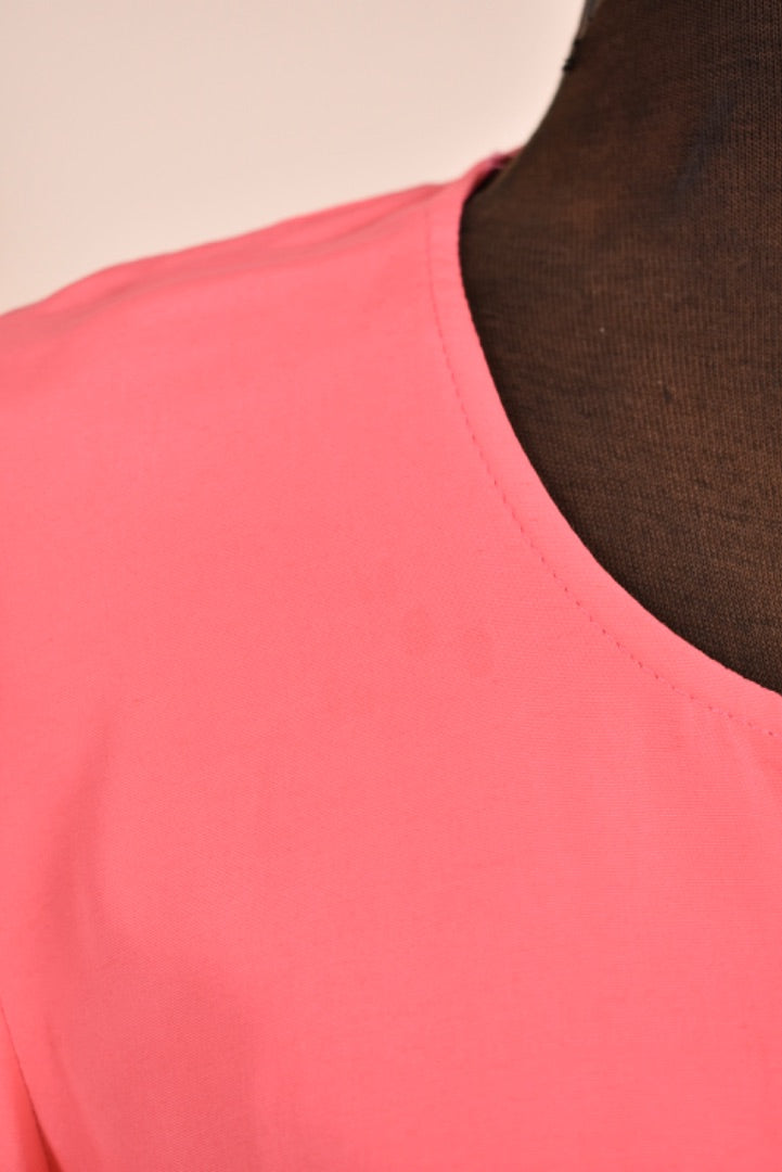 Hot Coral 80s Ruffle Sleeve Cropped Tie Top neckline