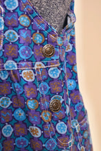 Load image into Gallery viewer, Closeup of side buttons of blue LL Bean jumper dress. This jumper buttons down the side.
