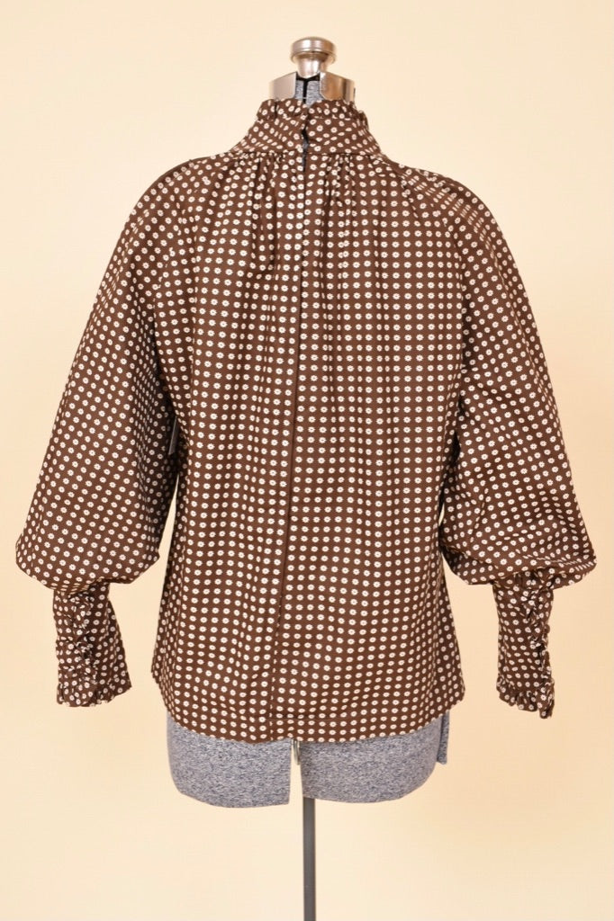 Brown 70s Does Victorian Daisy Blouse By Young Victorian by Arpeja shown from back