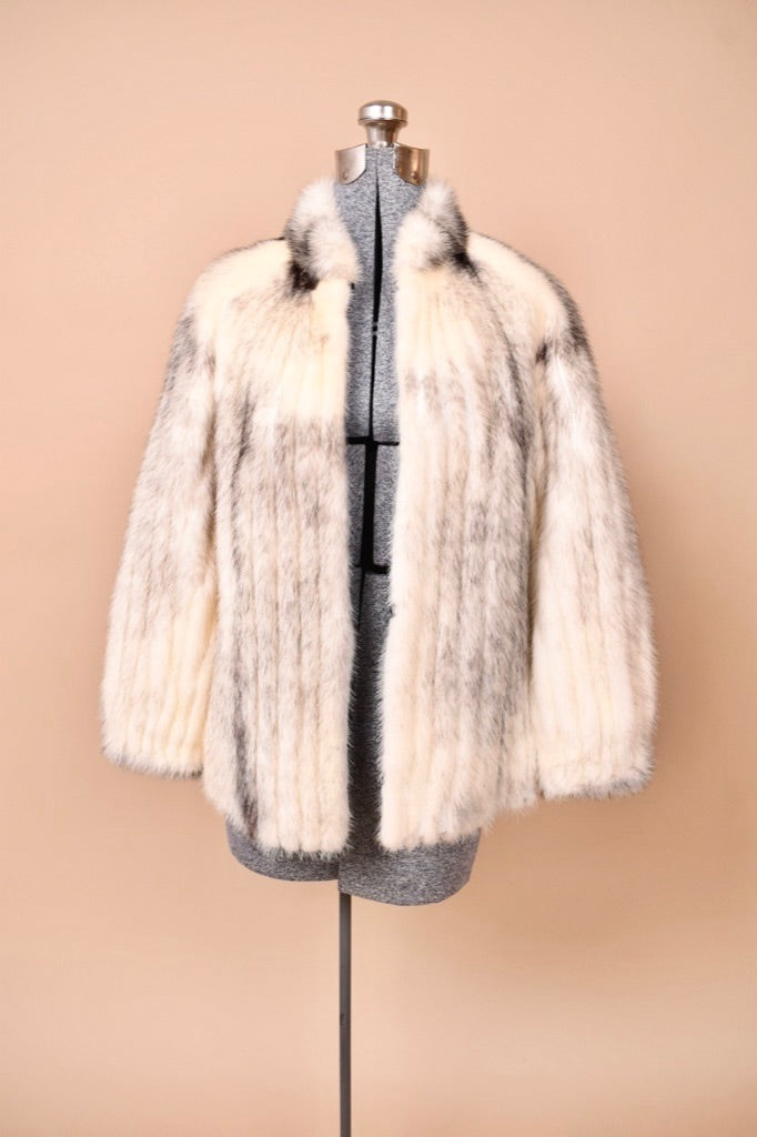 Off White Marbled Fur Jacket, M/L