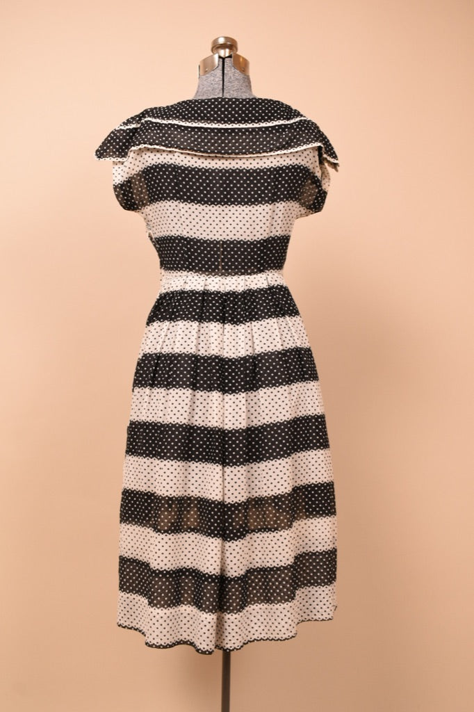 50s black and white polka dot dress Black and White Polka Dot 50s Style Dress with Halter and Crinoline