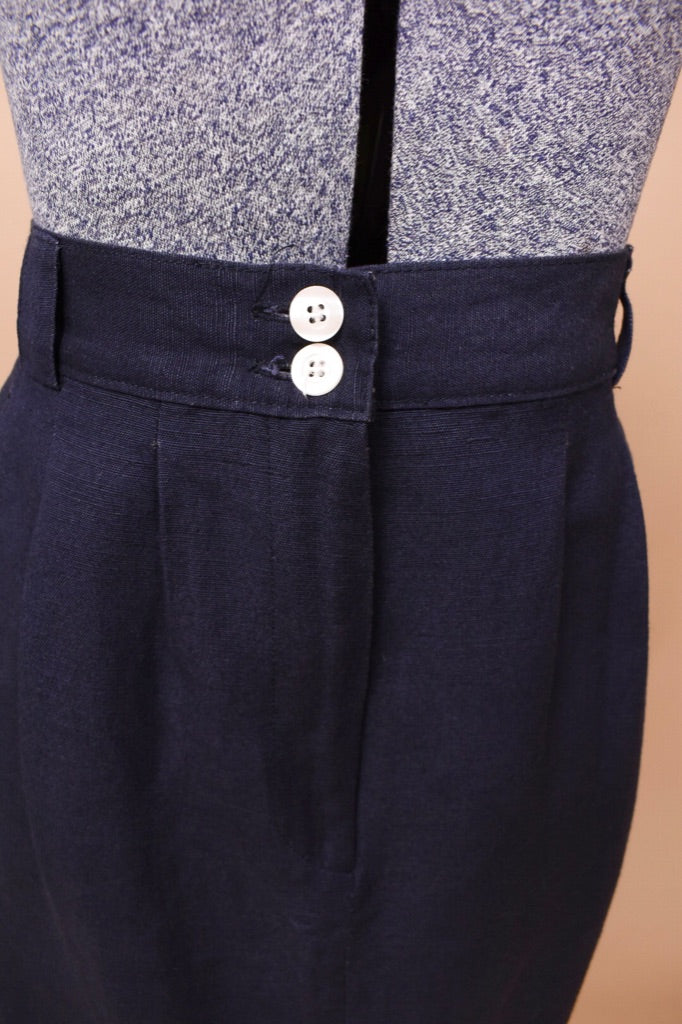 Navy Linen Skirt by Giorgio Sant Angelo, L