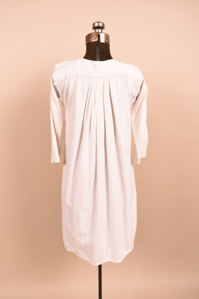 White Victorian Striped Night Dress is shown from the back