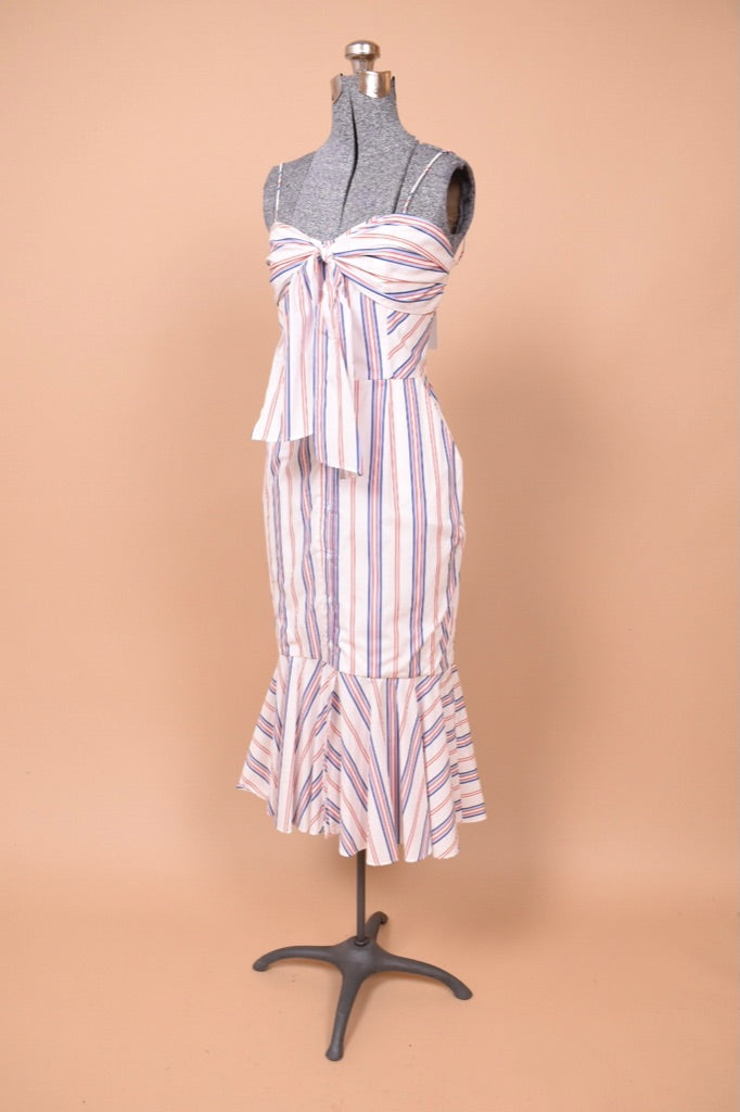 Designer Deadstock Striped Cotton Tie Dress by Nicholas on angle