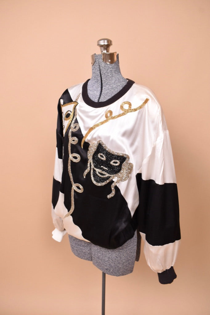 Deadstock Beaded Silk Masquerade Top from an angle