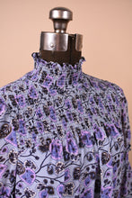 Load image into Gallery viewer, Purple Floral Long Sleeve Smocked Mini Dress By Cinq a Sept, S
