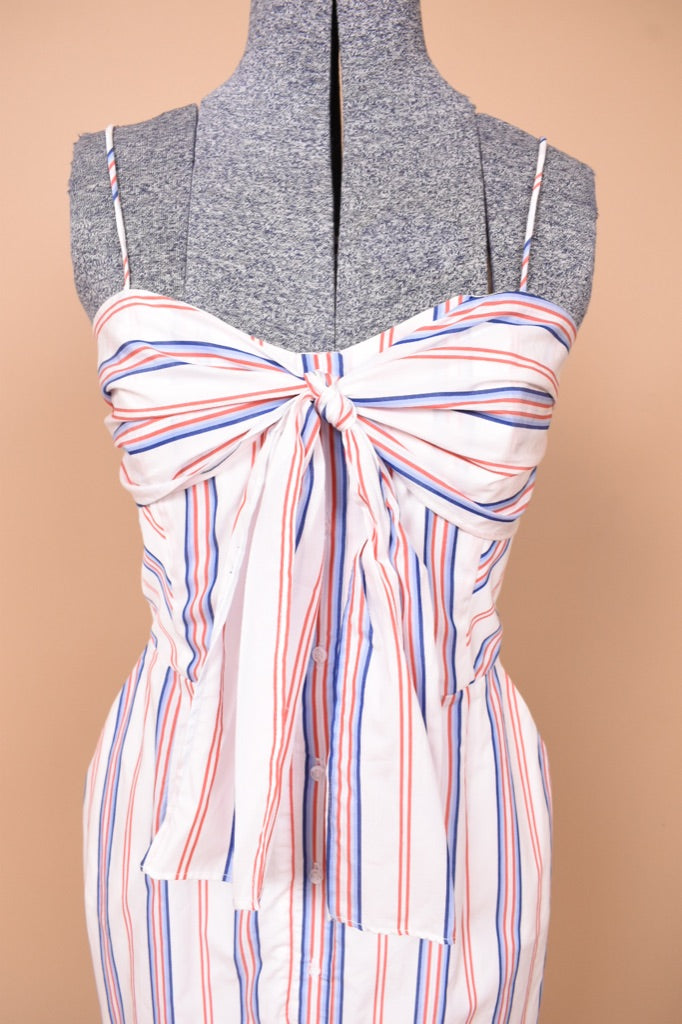 Designer Deadstock Striped Cotton Tie Dress by Nicholas from front close up