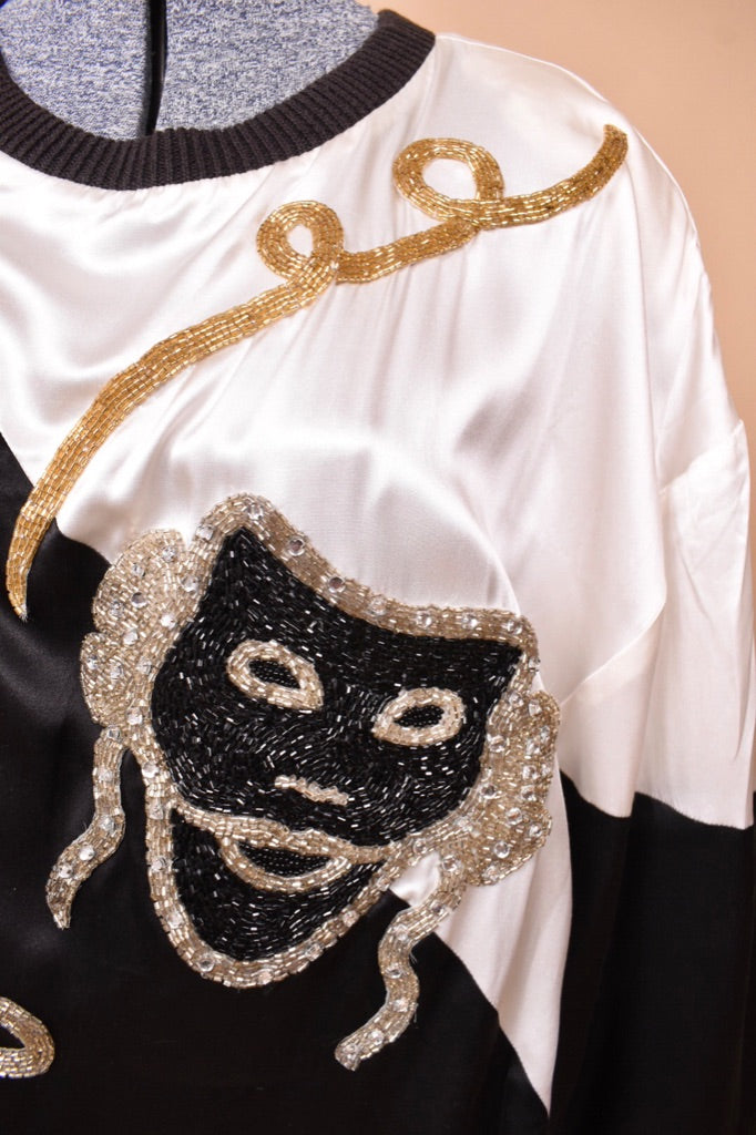 Deadstock Beaded Silk Masquerade Top left detail
