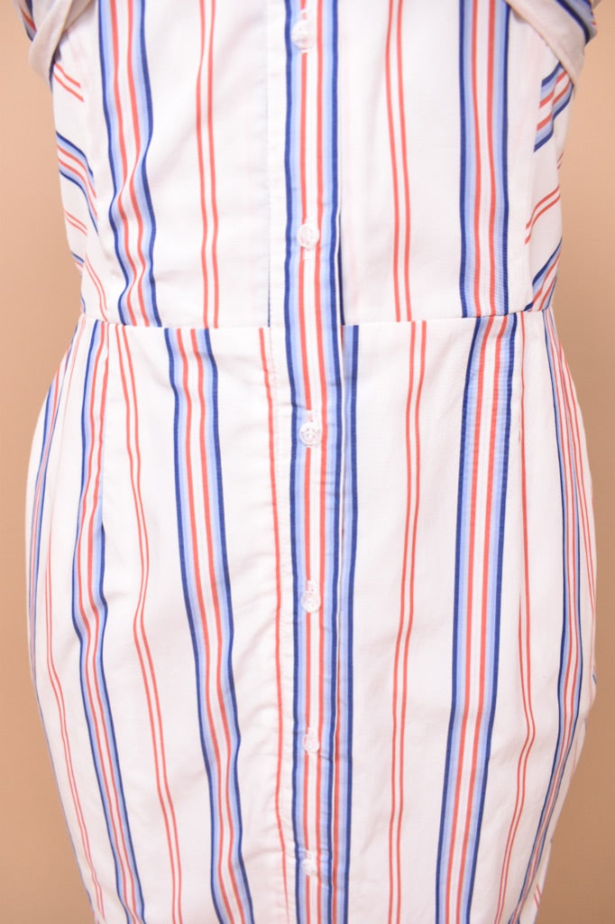 Designer Deadstock Striped Cotton Tie Dress by Nicholas buttons