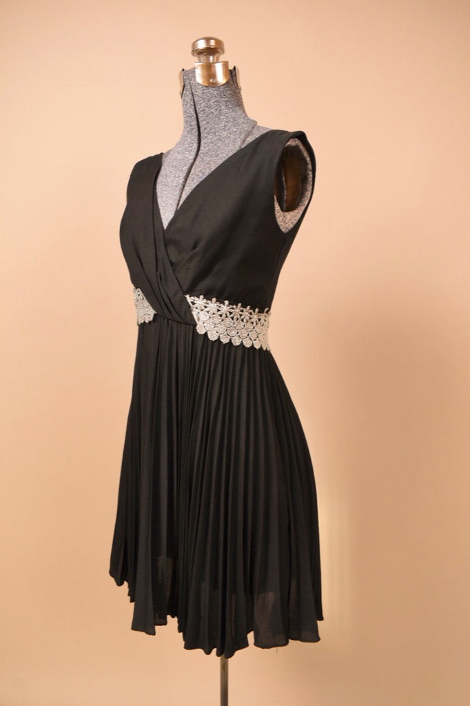 Black & Silver 1960s Mini Dress, XXS/XS