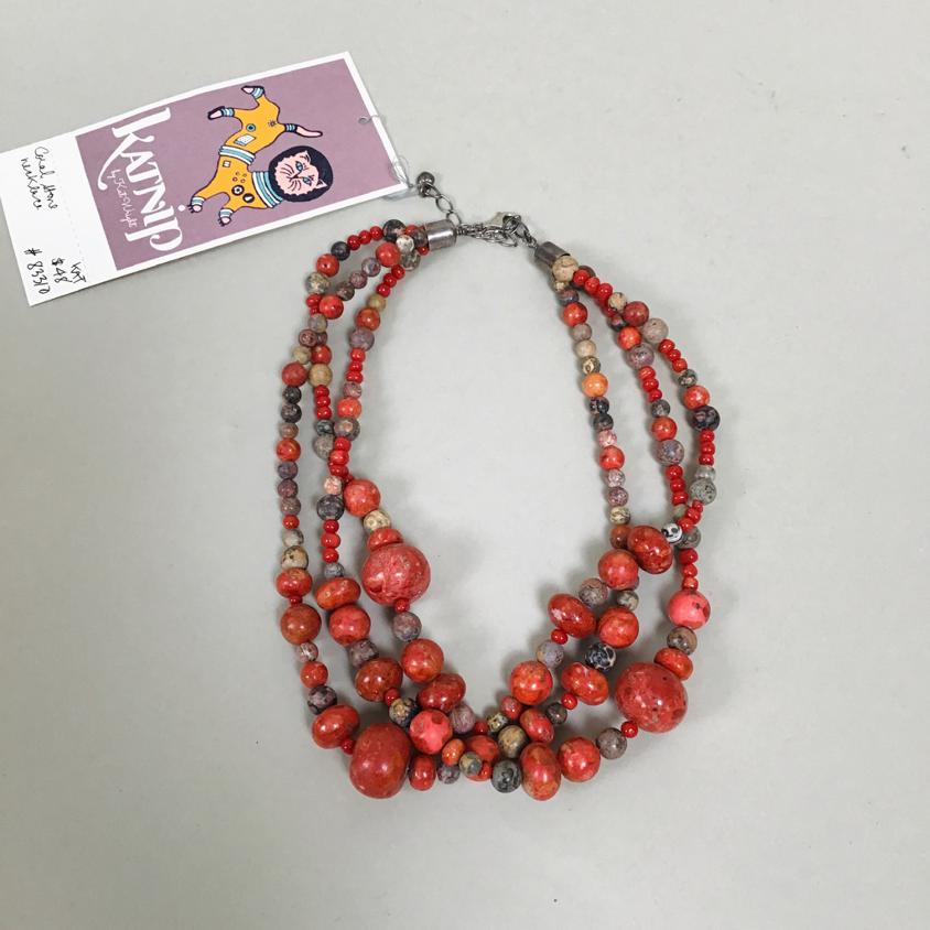 Coral Bead Stone Necklace