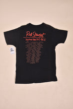 Load image into Gallery viewer, Vintage black and red 1990&#39;s Rod Stewart Vagabond Heart Tour 1991 1992 tee shirt is shown from the back. 
