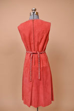 Load image into Gallery viewer, 60s Pink Faux Suede Rhinestone Dress by Samuel Robert, S
