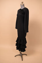Load image into Gallery viewer, Black Cotton Ruffle Maxi Dress by Arpeja, S

