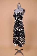 Load image into Gallery viewer, Black and White 60s Floral Dress and Sash with Beadwork, XS
