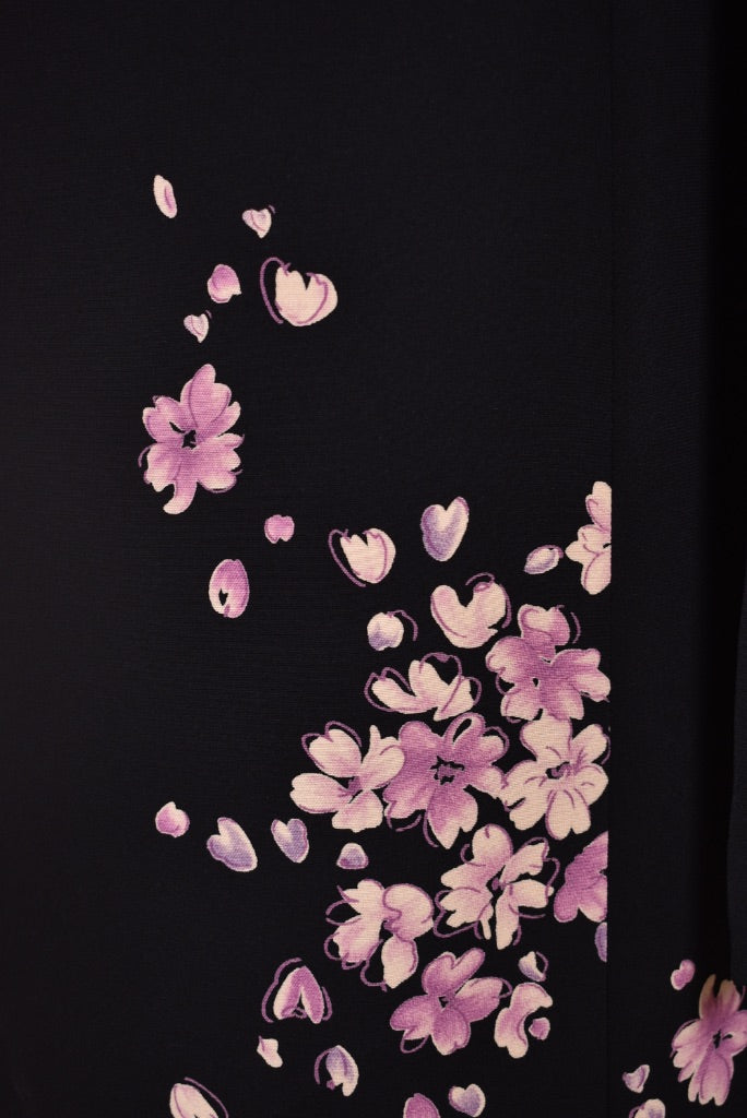 Black and Purple 90s Floral Dress By Jones Wear Dress, M