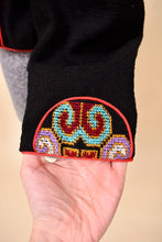 Load image into Gallery viewer, Vintage eighties needlepoint embroidered bolero jacket is shown in close up. 
