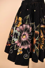 Load image into Gallery viewer, Black 40s Mexican Painted Flowers Velvet Skirt, by Salpra, XS
