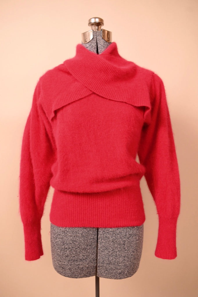 Fuchsia Criss-Crossed Collar Sweater, By Richard & Co., M