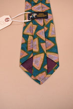 Load image into Gallery viewer, Vintage green silk necktie shown in close up from the back.
